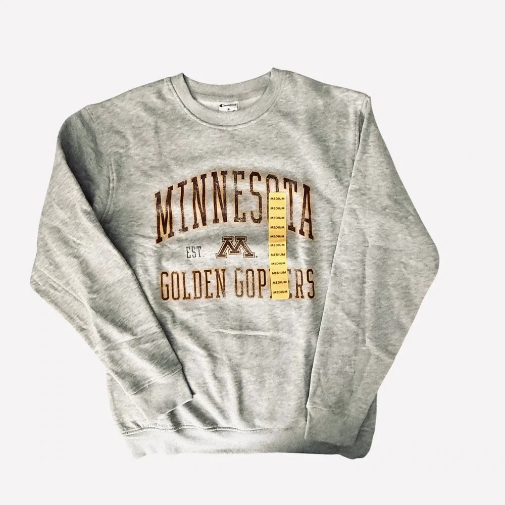 Champion Sweatshirt Mens Medium Grey NWT Minnesota Golden Gophers Crewneck